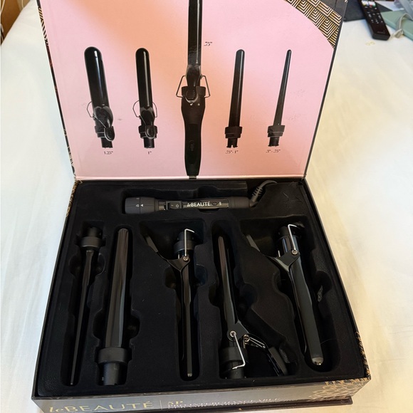 NWOT 5P Interchangeable Ceramic Barrel Curling Iron - Black - Picture 2 of 3